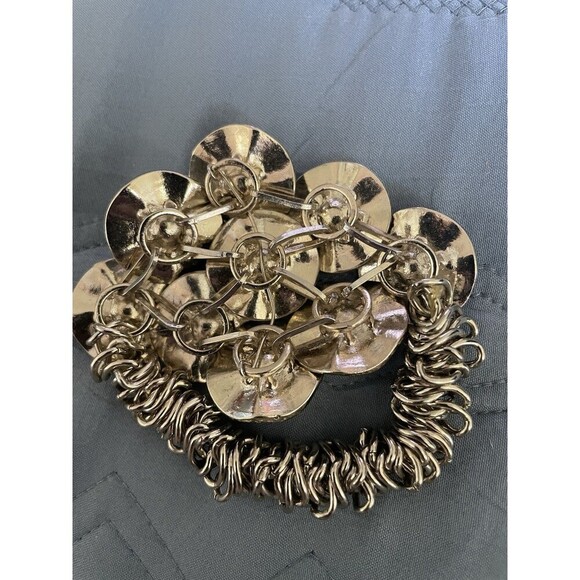 Vintage Gold Tone Flower Rhinestone Cluster Elastic Bracelet Size 7" - Picture 8 of 9